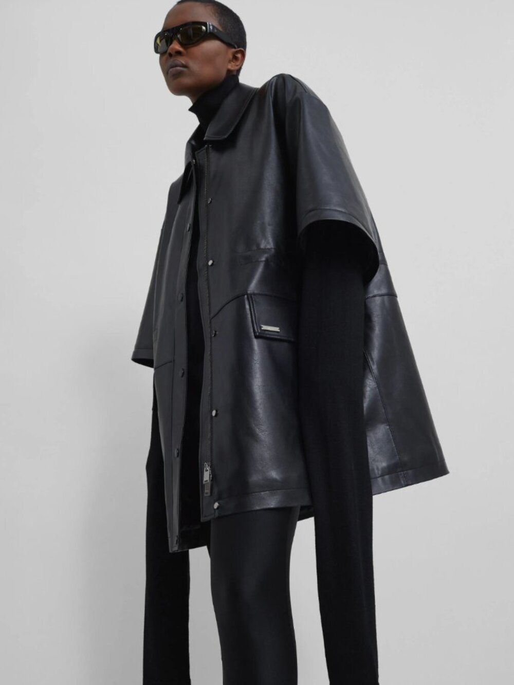 The Frankie Shop Black Augusta Faux Leather Coat